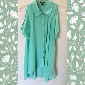 ⚡️2for$20⚡️Turquoise Open Shoulder Blouse